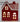 5.0" Red/WhitenCeramic Table Top Lighted House